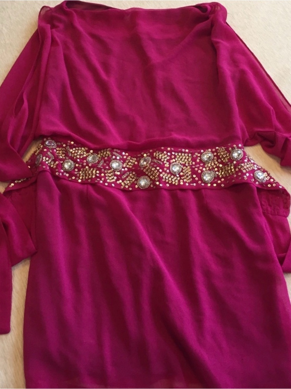 Ark & Co Fuchsia Jeweled Waist Mini Dress